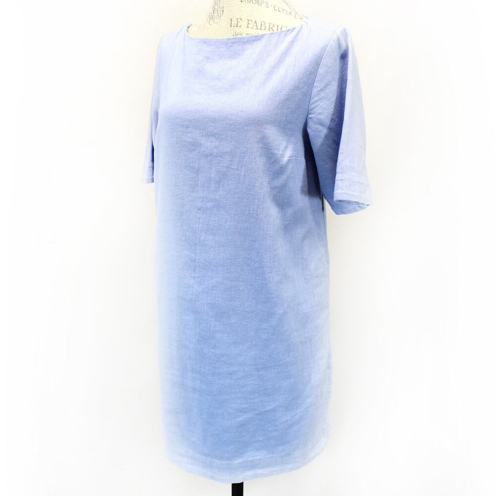 Abercrombie & Fitch Blue Linen Cotton Button T-Shirt Dress Short Sleeve Lined S